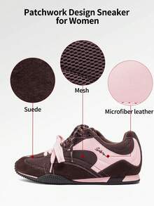 somiliss 女士休闲运动鞋，软底网眼拼接，透气舒适，适合户外步行，日常通勤穿着，隐形坡跟设计 - 粉色 - 查看 5