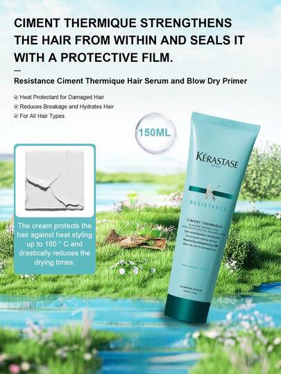 Kérastase 卡诗热保护精华及吹风造型霜 150毫升/5.1盎司 | 为受损发质提供热保护 | 减少断裂，滋养秀发 | 适合所有发质