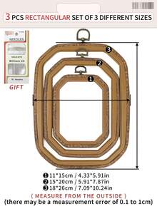 3 قطع/4 قطع أطواق تطريز خشبية بنية داكنة بطراز رجعي، أطواق تطريز DIY بطراز عتيق، أطواق غرزة متقاطعة، أطواق تطريز، أطواق لتعليق أحلام الريح، مصنوعة من ABS وPVC متين، مع خطافات معدنية برونزية للتعليق، يمكن استخدامها كديكور للحقائب والملابس والهواتف والمفاتيح، ديكور هالوين وعيد الميلاد، ديكور المكتب والسرير، تعليق السيارة، تشمل 16 إبرة تطريز للخياطة والاستخدام المنزلي