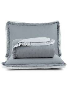 Bedspread Double / Queen / King 200 Thread Count Super Soft Double Sided 3 Pieces Ruffle Alice Bedspread - 灰色 - 查看 7