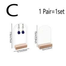 亚克力耳环展示架、珠宝零售架、拱形亚克力耳环架、实心和空心亚克力标牌、带木质底座的耳环、吊坠、耳环珠宝展示架 - 無色 - 查看 14