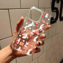 Funda creativa para teléfono Conejo lindo con pastel de fresa Funda transparente para iPhone 16 11 15 14 13 12 Pro Max Plus Regalos de cumpleaños para mujeres, niñas, hijas Funda suave a prueba de golpes para niñas y mujeres - 1 pieza - Ver 5