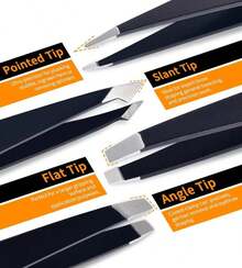 TsMADDTs 6 PCS Tweezers Set For Women, Eyebrow Tweezers With Curved Scissor For Ingrown Hair, Hair Plucking Daily Beauty Tools With Leather Travel Case - 摩卡棕 - 查看 2