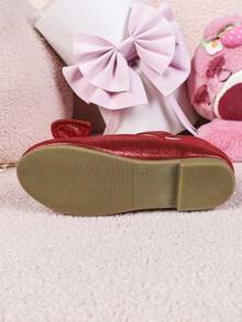 1 Pair Autumn New Floral Decor Princess Flat Canvas Shoes, Comfortable Student Girls Outdoor Dance Flat Leather Shoes, Wedding Shoes - Red - View 6