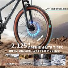 24/26 Inch Kids Mountain Bike For Boys/Girls/Men/Women 21 Speeds Kids Bike, 2.125'' Tires MTB Bicycle With Suspension Fork, Dual Disc Brakes, Internal Wiring Frame, Auxiliary Handle - Xám - Xem 2