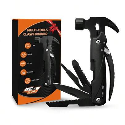 1pc Multifunctional Sheep Horn Hammer Pliers, Multipurpose Tool Hammer, Foldable Portable Outdoor Multifunctional Hammer, Adjustable Wrench Combination