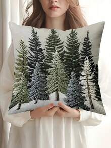 1/2/4 Piezas Funda de cojín con decoración navideña vintage, árbol de Navidad, lavable a máquina, funda de cojín suave, adecuada para cama, sofá, silla de ocio, decoración navideña, decoración del hogar, impresión plana 2D, 17.7x17.7 pulgadas (Impresión de un solo lado, sin relleno de cojín)