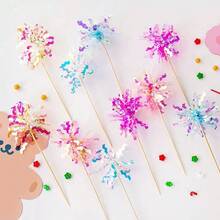 10pcs Multicolor Tinsel/Gold/Green/Red Shiny Tinsel Cake Baking Decor Picks, Suitable For Cake Decorating And Baking, Cupcake Packaging, Birthday Party, Wedding And Tabletop Centerpiece, Christmas - Multicolor - View 6