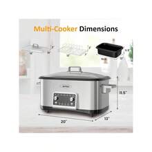 Sunvivi 8 Quart Slow Cooker Roaster Oven, 12 In 1 Programmable Multi-Cooker Food Warmer With Digital Timer, Temp Control, Removable Cast Aluminum Pot & Dishwasher- Tempered Glass Lid, Stainless - 美規B型插(110-127V) - 查看 6