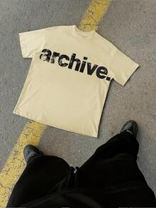 Men Casual Round Neck Short Sleeve 100% Cotton T-Shirt, Summer Vacation Top, Funny Graphic Tees, Y2K Street Wear, Gifts For Boyfriend And Husband - 杏色0821 - 查看 1