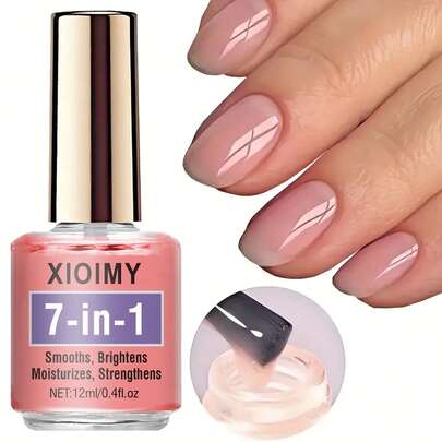 Xioimy 12ml 天然粉色角蛋白指甲强化剂，装饰自然指甲，天然果冻色，富含角蛋白，打造闪亮健康指甲，适用于薄、软、脆指甲，自然干燥，持久光泽，指甲护理，指甲强化