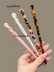 4个女士时尚优雅大理石纹发夹，适合日常发型，女士发饰，礼品推荐，头部饰品 - 彩色 - 查看 3