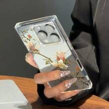 Funda con diseño de orquídeas, orificio grande y ángulo recto. Acabado brillante y resistente a caídas. Un regalo perfecto para cumpleaños y fiestas. - transparente - Ver 2