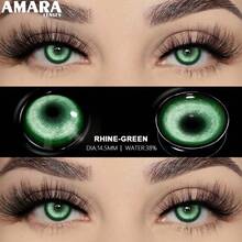 AMARA 绿色瞳孔彩色隐形眼镜，角色扮演彩色隐形眼镜，万圣节彩色隐形眼镜，万圣节服装 - RHINE-GREEN - 查看 4