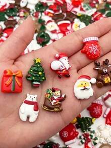 50pcs/20pcs Various Christmas-Style Miniature Resin Ornaments, Santa Claus, Snowman, Christmas Tree, Bells And Various Resin Miniature Landscape Accessories, Suitable For DIY Decorative Crafts, Home Desktop Entertainment Decorations, Christmas Decorations, Christmas Gifts, Christmas Home Decorations, Christmas Room Decorations