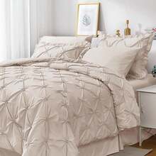 Comforter Set Pieces, Beige Bed In A Bag Comforter Set Bedroom, Bedding Comforter Sets With Comforter, Sheets,Ruffled Shams & Pillowcases - Màu be - Xem 10
