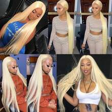 30Inch 13x4 613 Straight Wigs 613 Honey Blonde Lace Front Human Hair Wigs 200 Density 13x4 Brazilian 13x6 613 Color Lace Frontal Wigs For Women - S613 - Xem 10