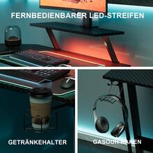 DEVOKO L Shaped Gaming Desk, Computer Desk With Moniter Stand, LED Light, Home Office PC Table Workstation - Black - View 6