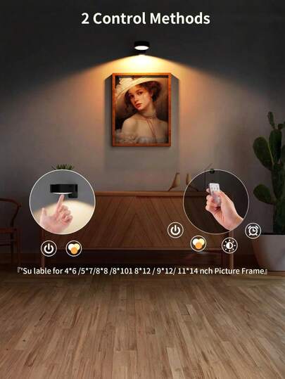1/3/ Wireless Metal Wand Art LED Picture Lights, Lamps, Fairy Night Book Lamps Magnets Adjustable Temperature, Timer, Remote Control Push Button view 5