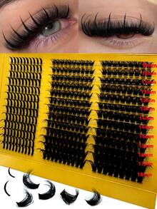 全新 5D 蓬松睫毛簇 80D+100D 睫毛簇 尖刺睫毛簇 浓密簇状睫毛延长 C/D 卷翘睫毛簇 377 根单根睫毛 9-18 毫米 角色扮演 3D 尖刺纤细浓密貂皮假睫毛 化妆睫毛簇、睫毛簇、单根睫毛、睫毛、假睫毛 - 黑色 - 查看 10