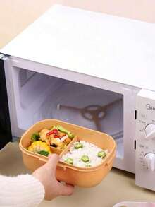 1200ML/42oz 2-Layer PP5 Plastic Portable Lunch Box, Microwave , Compartment Design With Sauce Containers And Utensils, Lightweight Bento Box - Multicolor - View 3