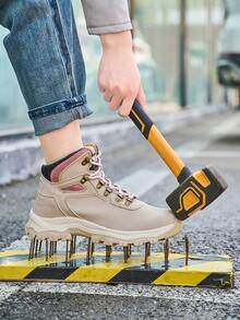 Women's Steel Toe Work Shoes, Sturdy Durable Work Boots, Comfort Sneakers, Puncture Resistant, Suitable For Warehouse, Gardening & Outdoor Work - Beige - View 2