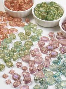 Vintage Baroque Style Transparent Bead Set, Colorful Transparent Gold-Plated Acrylic Beads, Suitable For Making Jewelry, Bracelets, Anklets, Earrings, Necklaces, Phone Charms, Keychains, Bag Charms, Ideal For DIY Graduation, Back To School Gifts, Summer Beach Accessories, Halloween, Christmas, New Year Gifts