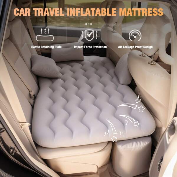 Easypie Selection 1 Peça Cama Inflável Universal para Banco Traseiro - Colchão Inflável Portátil Serve para SUV/Carro, Acampamento e Colchão de Dormir para Viagem, Presente Perfeito para Motoristas (Preto/Bege/Cinza/Azul)