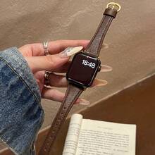 1 Pc Thin Leather Loop Compatible With Apple Watch Band For Women Sport 38mm 40mm 41mm 42mm 44mm 45mm 46mm 49mm , Bands Compatible With Apple Watch Strap Series Ultra 10/9/8/7/6/5/4/3/2/ - Coffee Brown - View 12