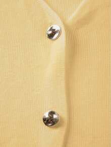 Áo khoác cardigan dệt kim tay ngắn cổ chữ V dành cho nữ của FOR BEAUTY, thời trang và thanh lịch, phù hợp cho công sở và dịp năm mới. - màu vàng nhạt - Xem 8