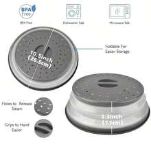 Microwave Splatter Cover With Steam Vent And Handle, Silicone Food Microwave Cover, Prevents Splattering And Keeps Microwave Clean, Space-Saving Design, Easy To Clean And Store, Heat Resistant, Perfect For Reheating Food, Fits Most Standard Size Plates And Bowls. - Nhiều màu - Xem 4
