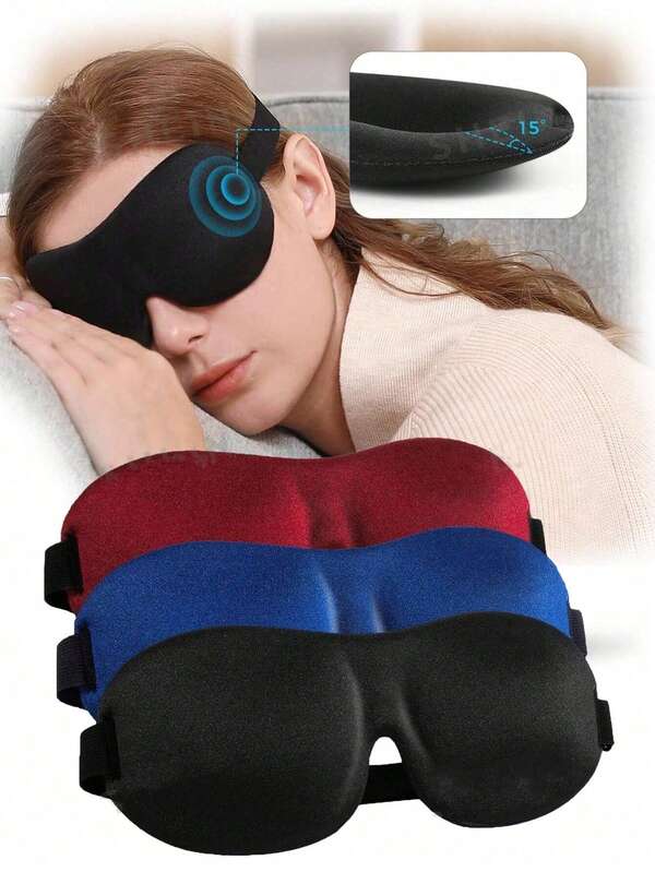 1pc Sleep Mask For Side Sleeper, Light Blocking Sleeping Eye Mask For Women Men, 3D Contoured Cup Night Blindfold, Luxury Eye Cover Eyeshade With Adjustable Strap For Travel, Nap, Black