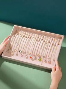 1pc Necklace Storage Box, Necklace Display Storage Tray, Flannel Jewelry Tray Ring Rack, Suitable For Necklaces, Pendants And Other Display Trays, Suitable For Girls Display Box Storage Necessities. - Multicolor - View 10