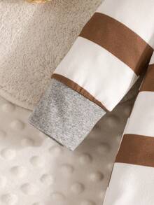 3件套男婴休闲舒适条纹星形图案长袖连体衣，轻薄透气，适合春夏穿着 - 彩色 - 查看 9