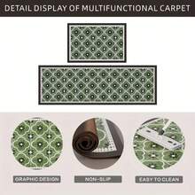 بساط أرضية مطبخ بنقوش زهرية، بطانية مضادة للزيت والانزلاق والسقوط، طول قابل للتخصيص