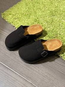 Spring New Thick Bottom Birkenstocks Slip-On Casual Shoes, Woven Sole Birkenstocks Shoes, Women Closed Toe Thick Bottom Sandals - Black - View 4