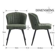 Chairus PU Leather Kitchen Chair Set Of 2 Side Dining Chairs Armless Tub Chair With Metal Legs - 綠色 - 查看 2
