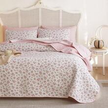 Floral Quilt Set Coquette Cottagecore Shabby Chic Flower Pattern For Women Teen Girls Reversible Lightweight Bedspread Coverlet 3 Pieces Pink Twin Twin XL Size - 粉色 - 查看 2