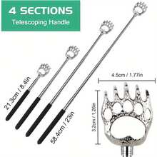 JEFTYR Concave/Convex Handle Stainless Steel Telescopic Back Scratcher - Portable Retractable Back Massager With Elegant Storage Bag, Ideal Gift For Men And Women On Father's Day, Birthday, Thanksgiving And Christmas - Black - View 6