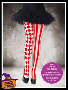 万圣节角色扮演道具条纹小丑袜子、摄影道具、派对哥特式蕾丝性感内衣长袜