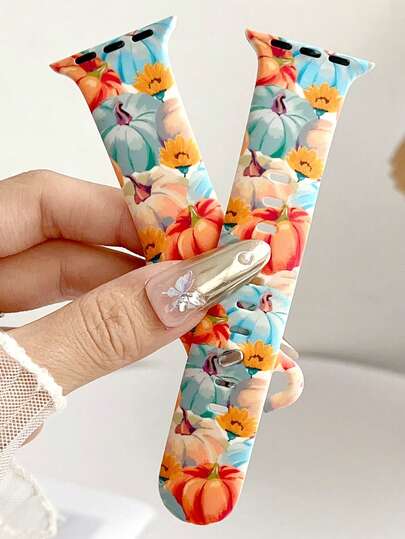 1 szt. Silikonowy pasek do zegarka z nadrukiem dyni na Halloween, kompatybilny z paskiem 38 mm, 40 mm, 41 mm, 42 mm, 44 mm, 45 mm, 49 mm (S10 42) mm (S10 46) mm, modne miękkie silikonowe paski do zegarków sportowych kompatybilne z serią 11 Ultra3 Ultra 2 SE3 S10 SE2 9 8 7 SE 6 5 4 3 2 1, idealny prezent na Święto Dziękczynienia, Halloween, urodziny i nie tylko - unisex dla wszystkich grup wiekowych