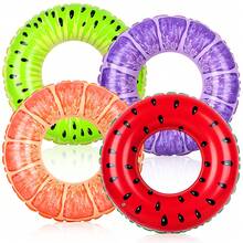 SHINDEL 4PCS Inflatable Fruit Pool Floats For Party, Fruit Swimming Rings, PVC Float Pool Tubes With 2 Fruit Shapes, Different Colors 27.5 Inch, For Summer Pool Party, Lake, Beach, Suitable For Easter Gift