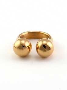 1 pièce Bague à boules lisses plaquée or 18 carats en acier inoxydable, convient pour les fêtes et le port quotidien des femmes, style de conception de perles classique européen et américain, bijou en or simple et élégant, bijou pour le doigt de mariage, filles, femmes, mères, proches, amis, beau mariage, anniversaire, fête des mères, cadeau de la Saint-Valentin pour la petite amie - Doré - Voir 6