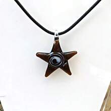 1 件创意海洋风格海星玻璃吊坠项链，适合任何场合的男士和女士