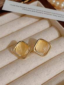 6 件/套简约几何猫眼仿珍珠耳环，新款时尚别致耳钉套装，适合女性日常和节日佩戴