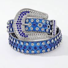 1 Fashion Temperament Full Diamond Rhinestone European And American Style Y2K Belt Belt Women's Decoration With Pants Fashion Versatile Colored Diamond Belt Party Banquet Gift - 藍色 - 查看 9
