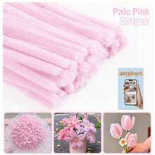 200/450根多色加粗雪尼尔绒条，散装彩色毛绒棒，9种颜色，适用于DIY工艺品和艺术项目，可作绒球，适用于情人节、母亲节和复活节装饰 - 彩色 - 查看 34