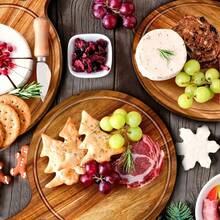 1 块红木披萨板、木制托盘、切菜板、奶酪托盘、披萨托盘、带手柄的光滑红木切菜板、食物切菜板、用于奶酪、肉类、水果和蛋糕的食物托盘、易于清洁的餐盘、厨房用品、烘焙用品 - 摩卡棕 - 查看 7