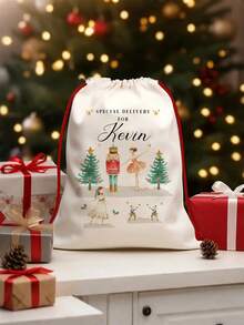 1pc- Customized Large Christmas Sacks, 15.7 X 23.6-Inch Personalized Christmas Gift Bags, Customized Name Santa Claus Sacks, Christmas Rabbit And Fox Gift Bags, Christmas Gift Bags, Holiday Gift Bags, Gift Bags, Purchased Products Christmas Big Bags, Christmas Big Bags, Christmas Big Bags, Christmas Big Bags, Special Gift Christmas Big Bags - Multicolor - View 3