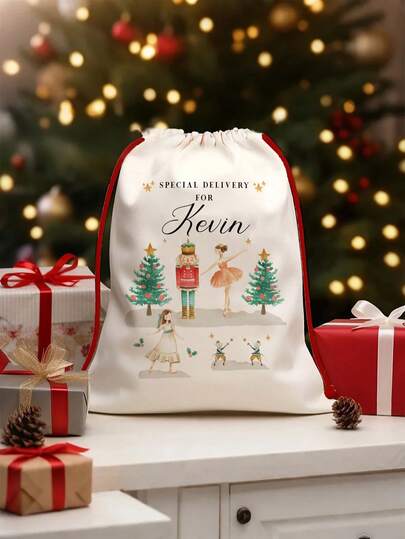 1pc Customized Large Christmas Gift Bag, 15.7 X 23.6 Inches Personalized Christmas Gift Bag, Customizable Santa Claus Name, Christmas Rabbit And Fox Pattern Gift Bag, Christmas Gift Bag, Holiday Gift Bag, Gift Bag, Buy Christmas Large Packaging Bag, Christmas Large Packaging Bag, Christmas Large Packaging Bag, Christmas Large Packaging Bag, Special Gift Christmas Large Packaging Bag